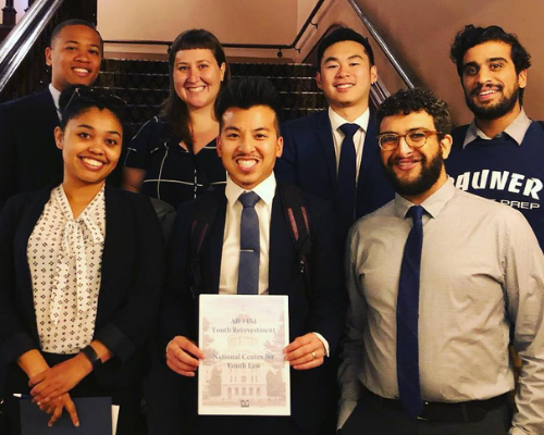 Hoang with fellow law students advocating for
juvenile justice reform at the California State Legislature.