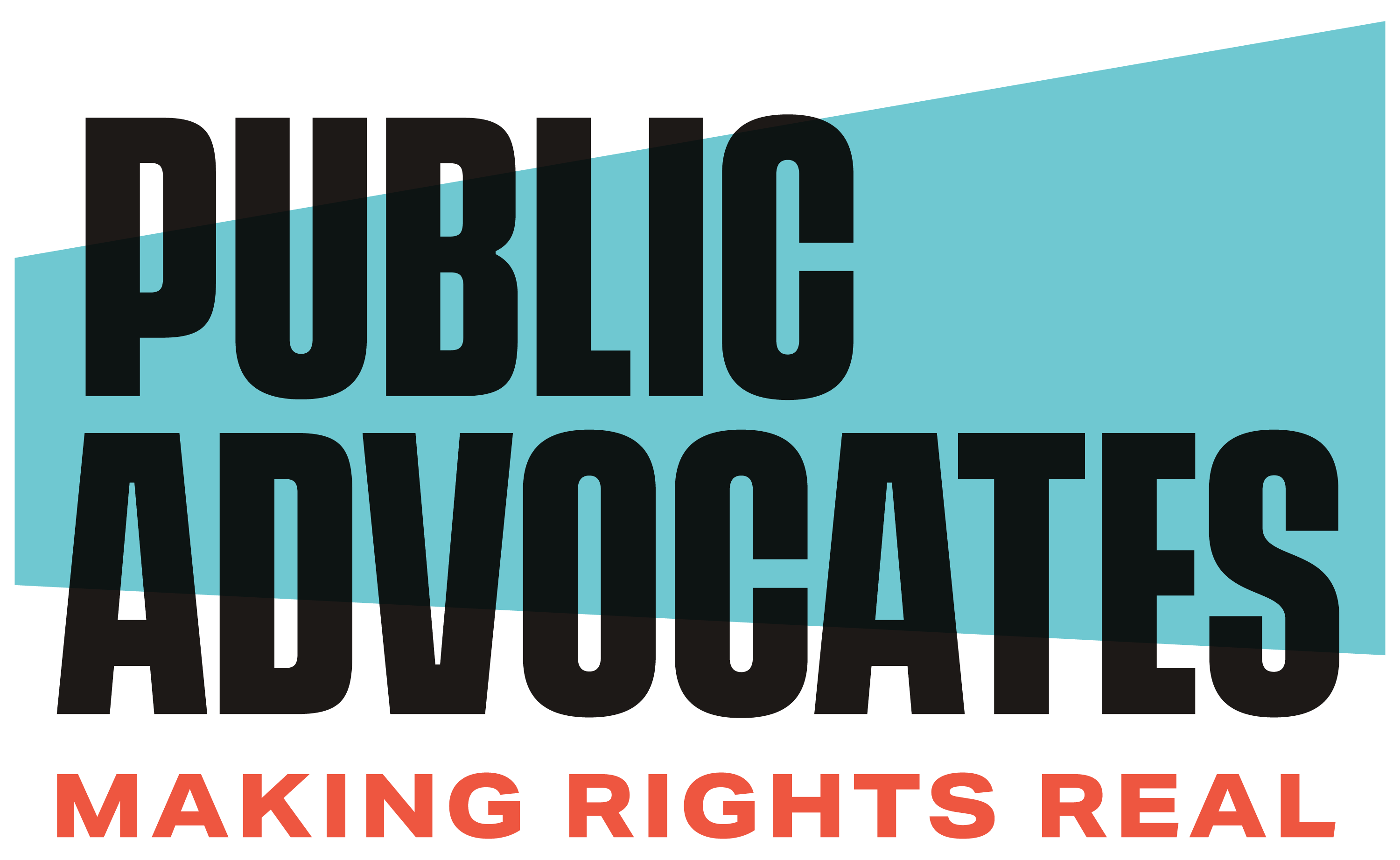 The Public Advocates logo. The tagline of the organization is: Making Rights Real.