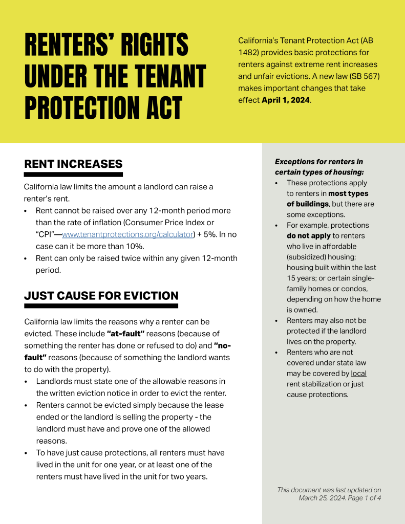 Renters’ Rights under the Tenant Protection Act (2024) Public Advocates